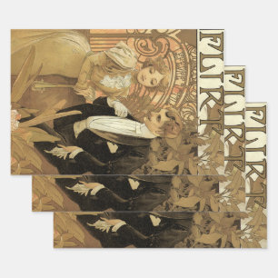 Vintage Art Nouveau Flirt Biscuits, Alphonse Mucha Geschenkpapier Set