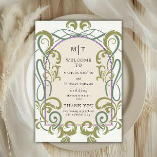 Vintage-Art-Nouveau-Floral-Hochzeitsprogramm Einladung