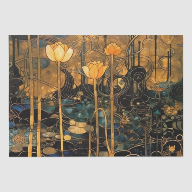 Vintage Art Nouveau Floral Tissue Paper Seidenpapier (Vorderseite)