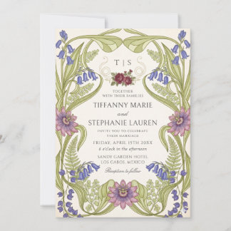 Vintage Art Nouveau Floral Wedding Invitation Einladung