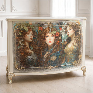 Vintage Art Nouveau Florale Göttin im viktorianisc Seidenpapier