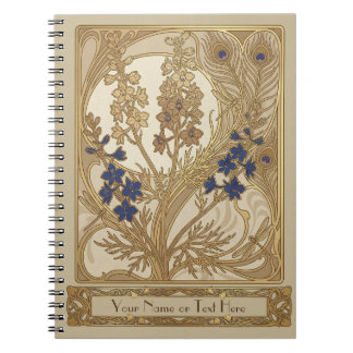 Vintage Art Nouveau Forking Larkspur Journal Notizblock