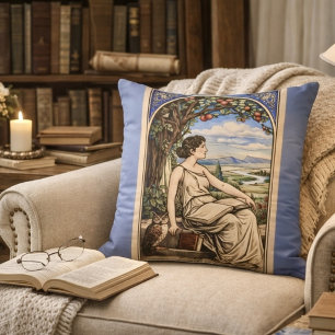 Vintage Art Nouveau Frau beim Lesen unter einem Ba Kissen