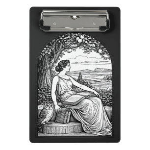 Vintage Art Nouveau Frau beim Lesen unter einem Ba Mini Klemmbrett