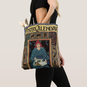 Vintage Art Nouveau, Frau liest Astrologie-Buch Tasche