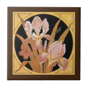Vintage Art Nouveau Frühlingsblätter Fliese