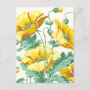 Vintage-Art-Nouveau-Gelbe-Mohnblumen-Postkarte Postkarte