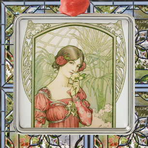 Vintage Art Nouveau Gewächshaus-Lady Elegant Ornament Aus Metall