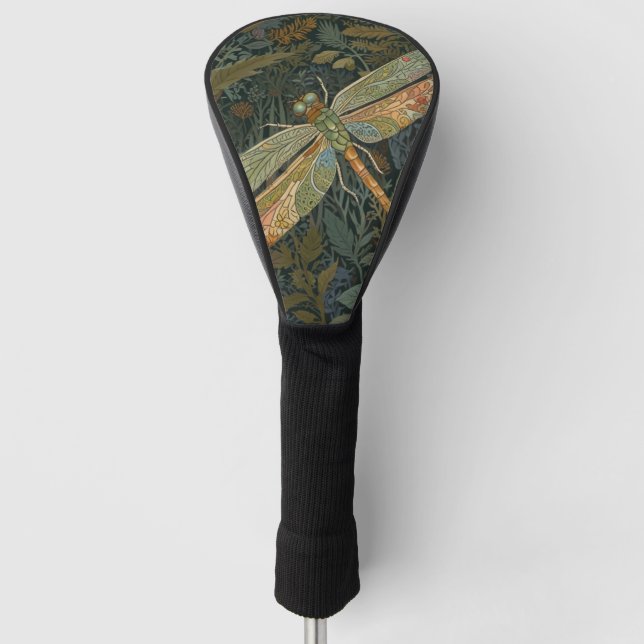 Vintage art nouveau green gold Dragonfly Golf Headcover (Vorderseite)