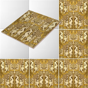 Vintage Art Nouveau Hirschmuster Fliese