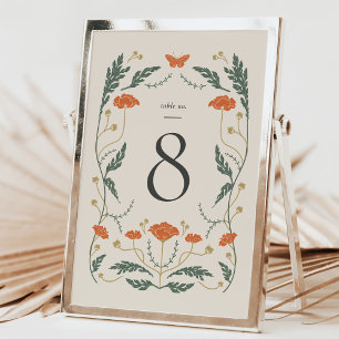 Vintage-Art-Nouveau-Hochzeitstisch-Nummernkarte Tischnummer