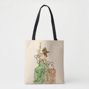 Vintage-Art-Nouveau-Illustration einer Champagner- Tasche