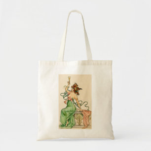 Vintage-Art-Nouveau-Illustration einer Champagner- Tragetasche