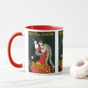 Vintage Art Nouveau, Italienische Mode Liebe Roman Tasse