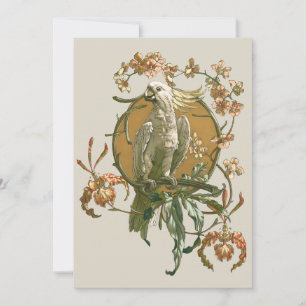 Vintage Art Nouveau, Kakadu-Vogel, Orchideenblüten