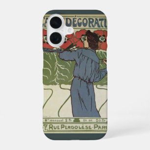 Vintage Art Nouveau, Künstler malt Mohnblumen iPhone 16 Hülle