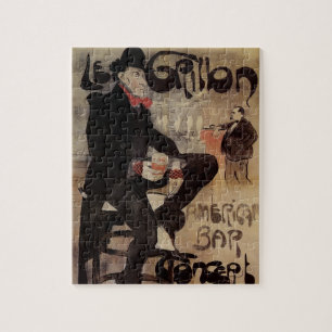 Vintage Art Nouveau Le Grillon, Mann trinkt Bier