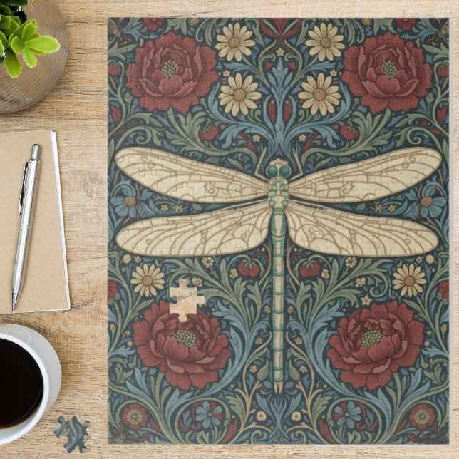 Vintage Art Nouveau Libellen-Blumenmuster (Von Creator hochgeladen)