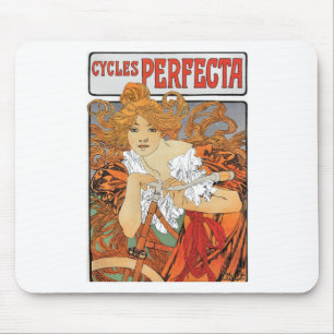 Vintage Art Nouveau Mädchen Radfahrer Mousepad