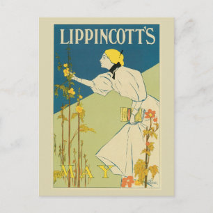 Vintage Art Nouveau-Mai-Magazincover Postkarte