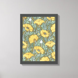 Vintage Art Nouveau, Mohnblumen im Garten Leinwanddruck