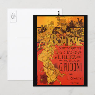 Vintage Art Nouveau Musik, La Boheme Oper, 1896 Postkarte