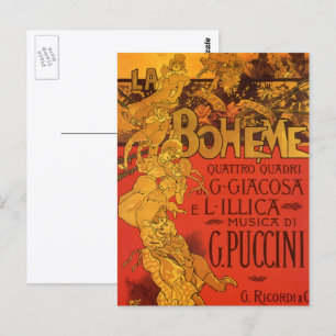 Vintage Art Nouveau Musik, La Boheme Oper, 1896 Postkarte