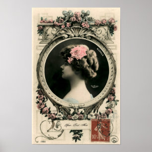 Vintage Art Nouveau "Nungue" Bilderrahmen Vorlage Poster