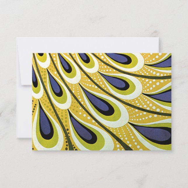 Vintage Art Nouveau Peacock Motif RSVP (Devant)