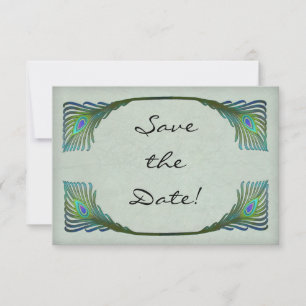 Vintage-Art-Nouveau-Pfau-Hochzeit-Save-the-Date Save The Date