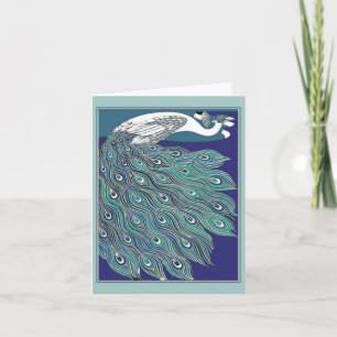 Vintage-Art-Nouveau-Pfau-Notizkarte Karte