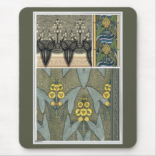 Vintage Art Nouveau Pfeilblatt-Gartenblumen Mousepad