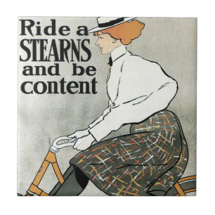 Vintage Art Nouveau, Ride a Sterns Fahrräder Bikes Fliese