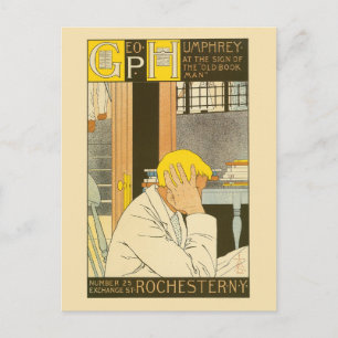 Vintage Art Nouveau Rochester Buchhandlung Postkarte