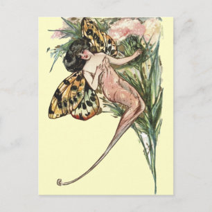 Vintage Art Nouveau Schmetterlingsfee Postkarte