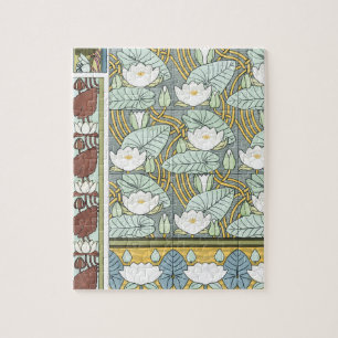 Vintage Art Nouveau, Seerosen-Gartenblumen