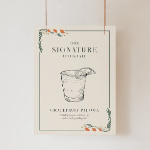 Vintage Art Nouveau Signature Cocktail Schild