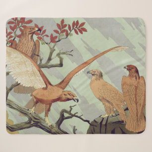 Vintage Art Nouveau Smaragdgrün Adler Natur Kunst Sherpadecke