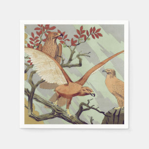 Vintage Art Nouveau Smaragdgrüner Adler Naturkunst Serviette