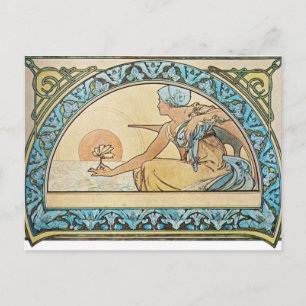 Vintage Art Nouveau Sonnenuntergang Postkarte