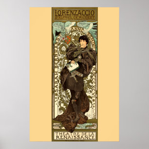 Vintage Art Nouveau Theaterwerbung von Mucha Poster