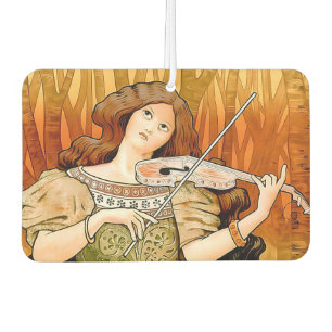 Vintage Art Nouveau Violin Poster   Elegante Musik Autolufterfrischer