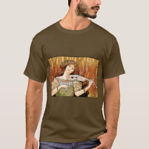 Vintage Art Nouveau Violin Poster Elegante Musik T-Shirt