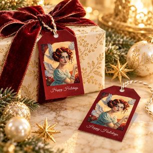 Vintage Art Nouveau Weihnachtsengel Himmlisch  Geschenkanhänger