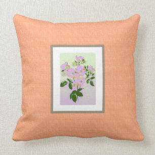 Vintage-Art-Pfirsich--Lavendel--Frühling--Lendenki Kissen