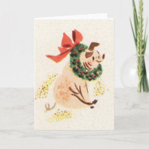 Vintage Art Weihnachtsschwein-Grußkarten Feiertagskarte