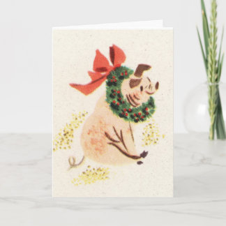 Vintage Art Weihnachtsschwein-Grußkarten Feiertagskarte