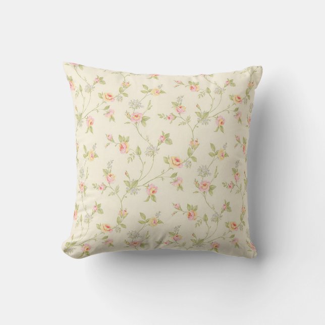 Vintage Artblumenthrow-Kissen Kissen (Vorderseite)