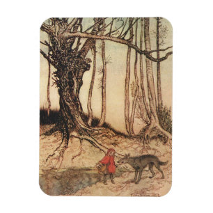 Vintage-Arthur-Rackham-Druck Rotkäppchen und Wolf Magnet