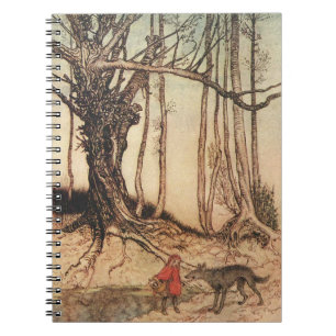 Vintage-Arthur-Rackham-Rotkäppchen-und-Wolf-Druck Notizblock
